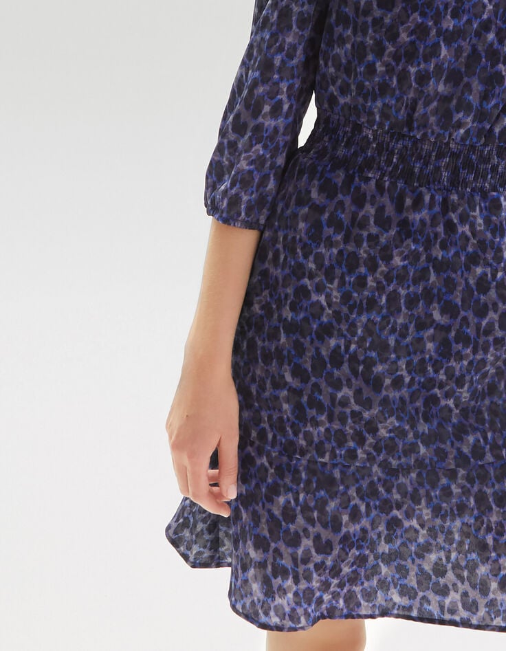 Robe marine recyclée imprimé tachiste Femme-5 Robe marine recyclée imprimé tachiste Femme-5