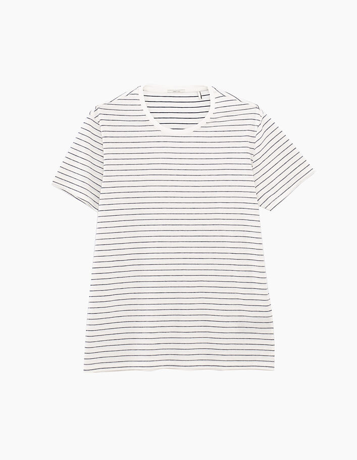 Camiseta blanca finas rayas marinas Hombre - IKKS