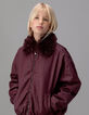 Girls’ burgundy jacket with detachable fur-lined collar-1
