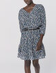 Kurzes Damenkleid aus Viscose mit Blumenprint-1