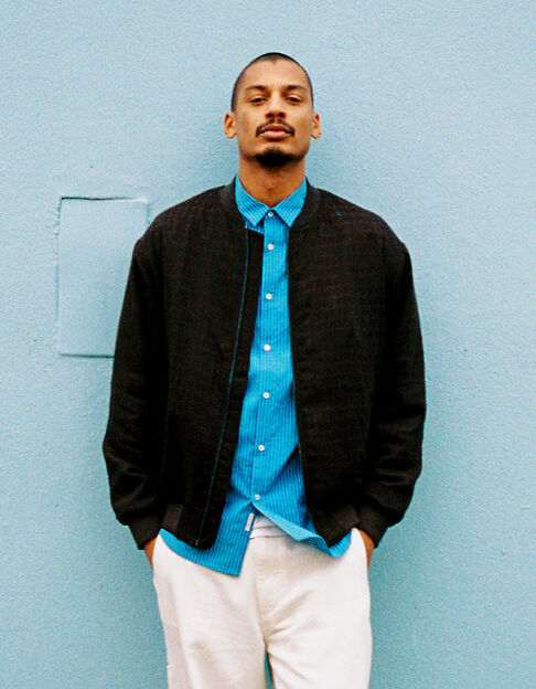 Blouson bomber marron tissu relief Homme - IKKS