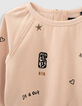 Sudadera rosa empolvado con bordados y parches niña-2