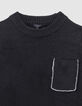 Pull noir tricot poche poitrine garçon-6