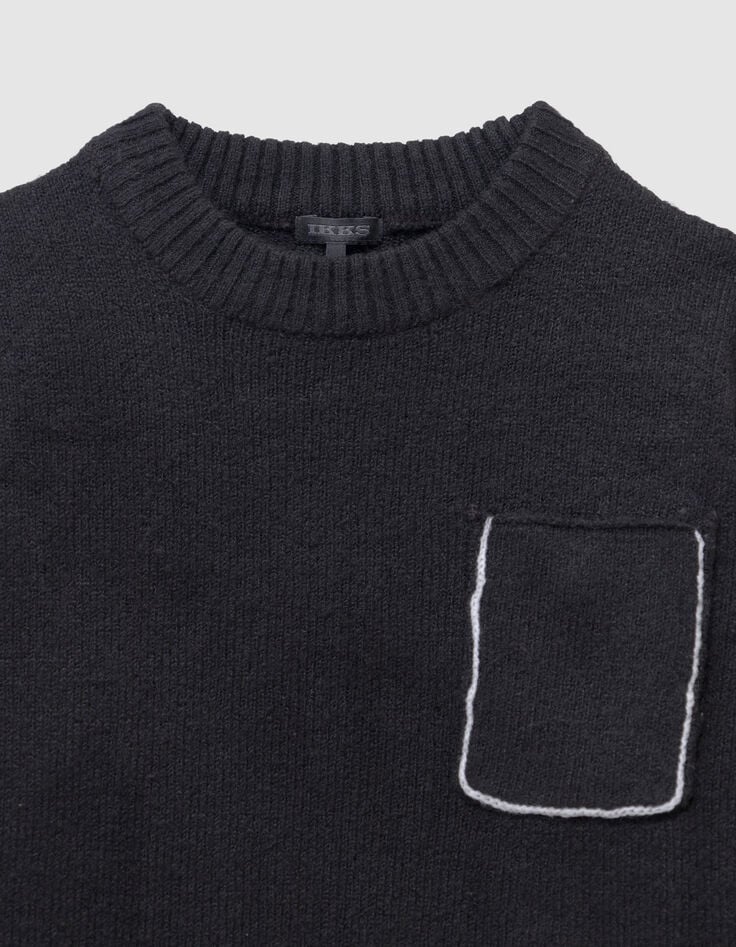 Pull noir tricot poche poitrine garçon-6