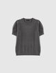 Women’s grey glittery knit short-sleeve sweater-5