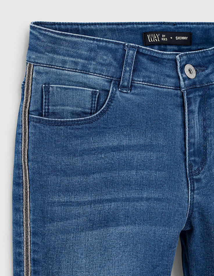 Jean skinny stone blue à bandes latérales fille-3
