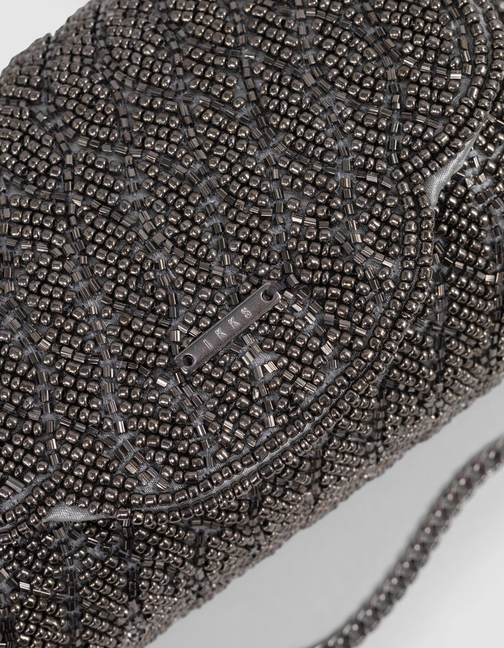 Sac à main argenté brodé perles fille-8