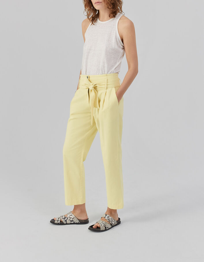Women’s yellow wide-leg trousers with removable belt - IKKS