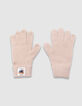 Gants beiges tricot avec revers garçon-1