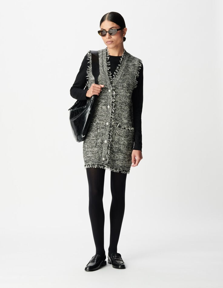 Robe tweed sans manches Femme-1