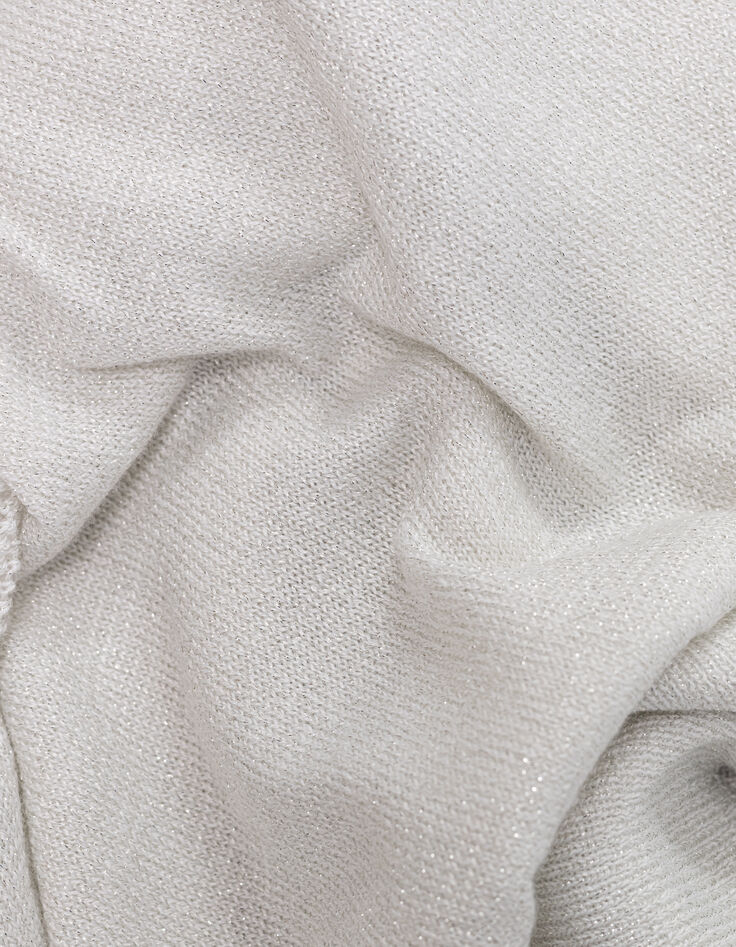Cardigan blanc tricot pailleté motif chevrons ajouré dos Femme-8 Cardigan blanc tricot pailleté motif chevrons ajouré dos Femme-8