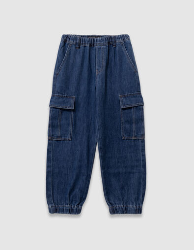 Boys&rsquo; blue cargo-style loose jogger jeans - IKKS