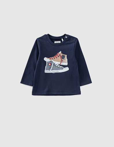 Navy T-shirt opdruk sneakers babyjongens  - IKKS