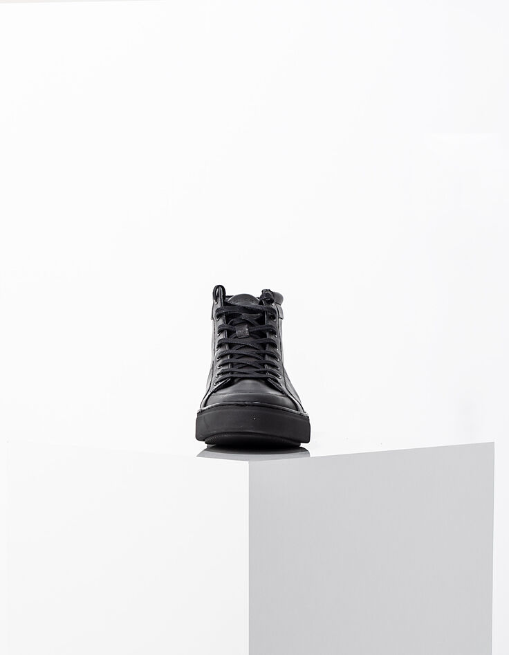 Zwarte leren sneakers Heren-3