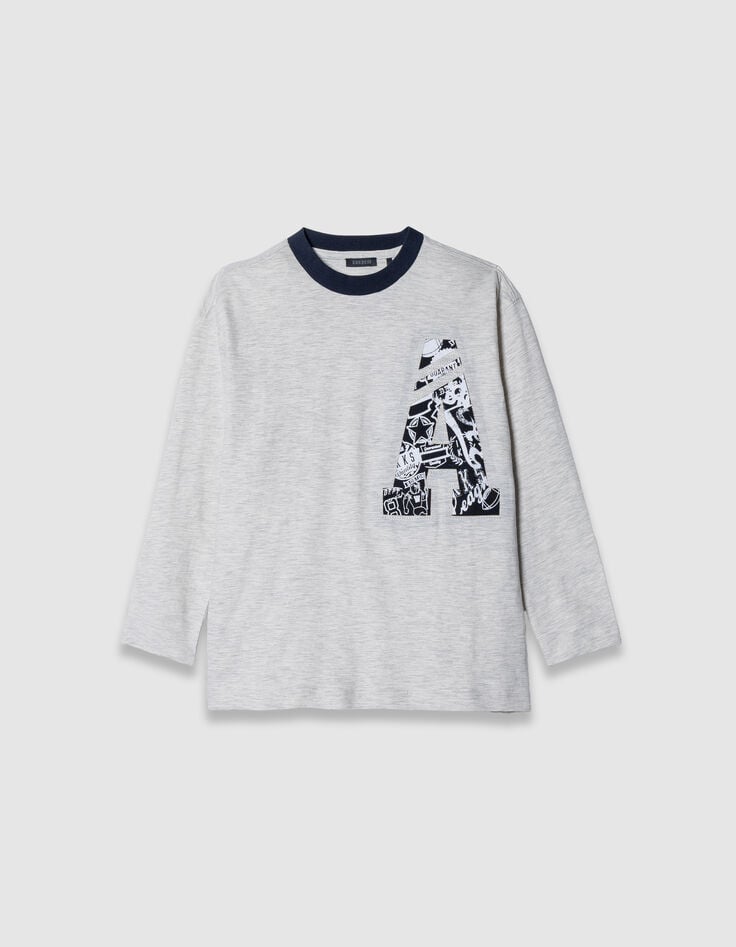 T-shirt manches longues gris clair maxi lettres A garçon-3 T-shirt manches longues gris clair maxi lettres A garçon-3