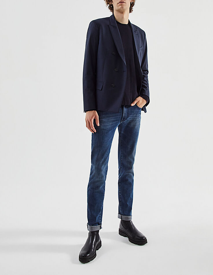 Veste bleu foncé avec boutonnage croisé Homme-5