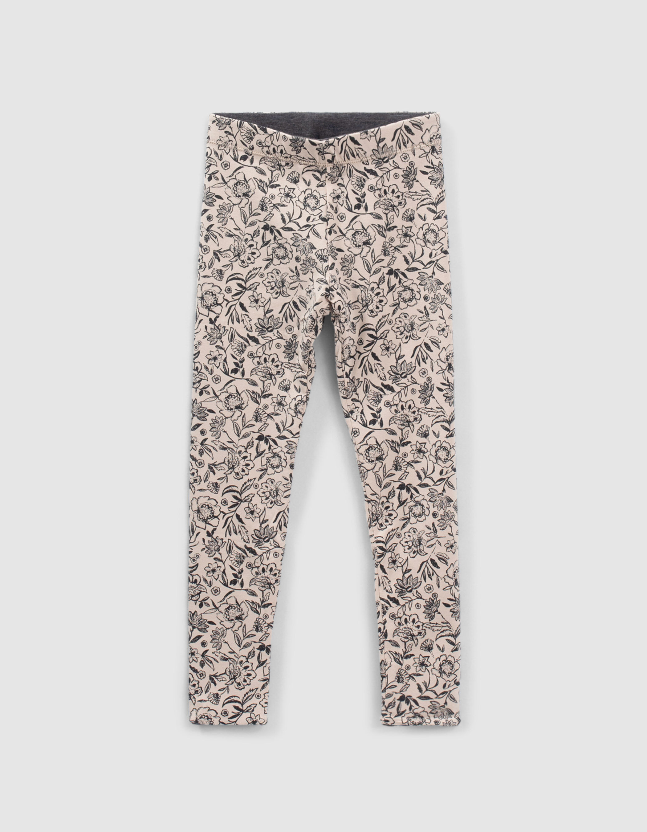 Girls grey flower reversible print leggings IKKS