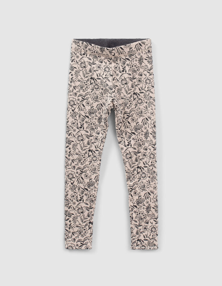 Leggings reversibles estampado flores gris ni&ntilde;a-2