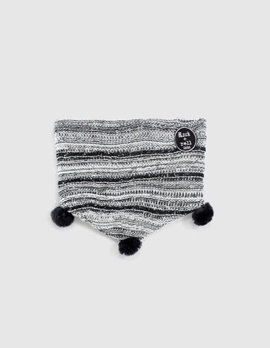 Snood blanc rayé noir brodé sequins fille - IKKS