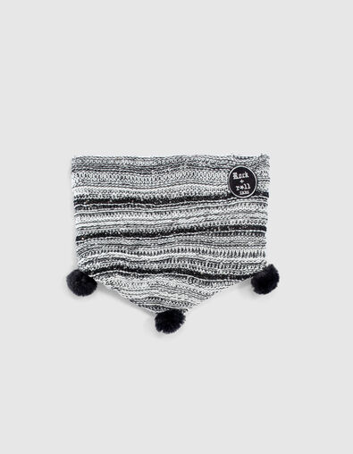 Girls’ white snood, black stripes and embroidered sequins - IKKS