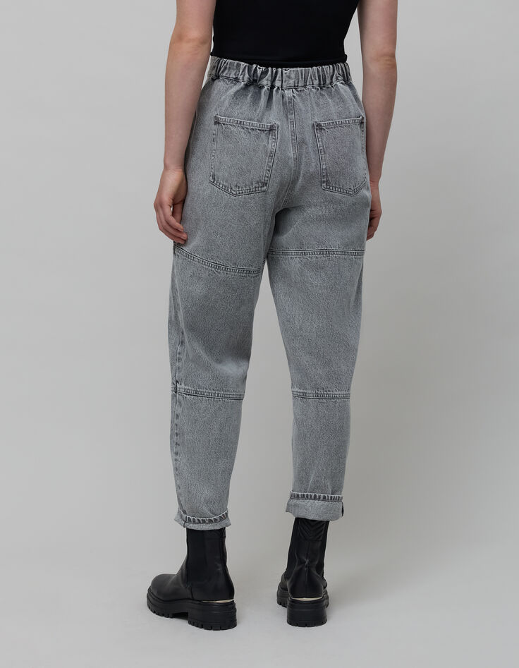 Vaqueros rectos grises de talle alto cremallera -3