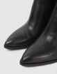 Boots noirs zipp&eacute;s cuir avec barrette m&eacute;tal Femme-6