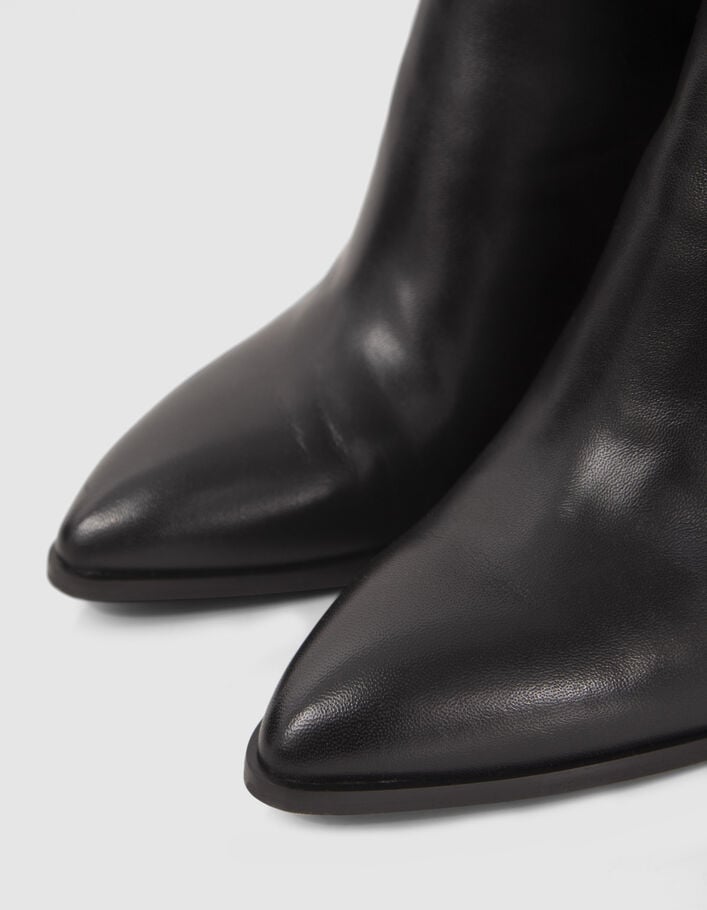 Boots noirs zippés cuir avec barrette métal Femme-6