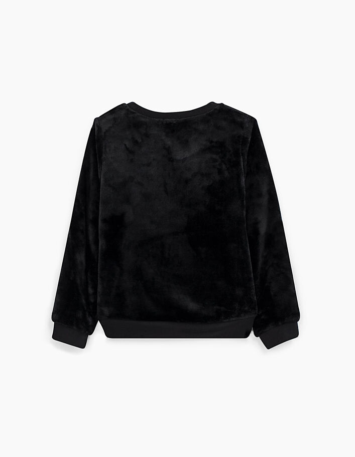 Zwarte sweater Japon met reliëfletters en -hartjes meisjes - IKKS