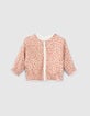 Baby girls' ecru/print reversible cardigan-3