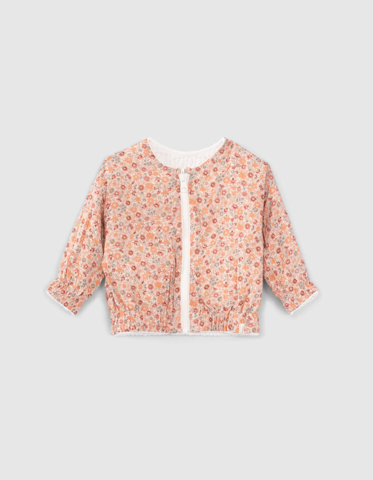 Baby girls' ecru/print reversible cardigan-3