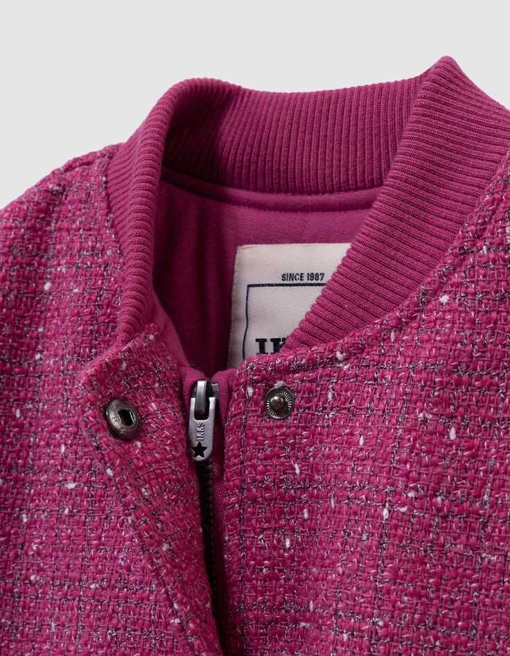 Blouson rose esprit tweed fille-7