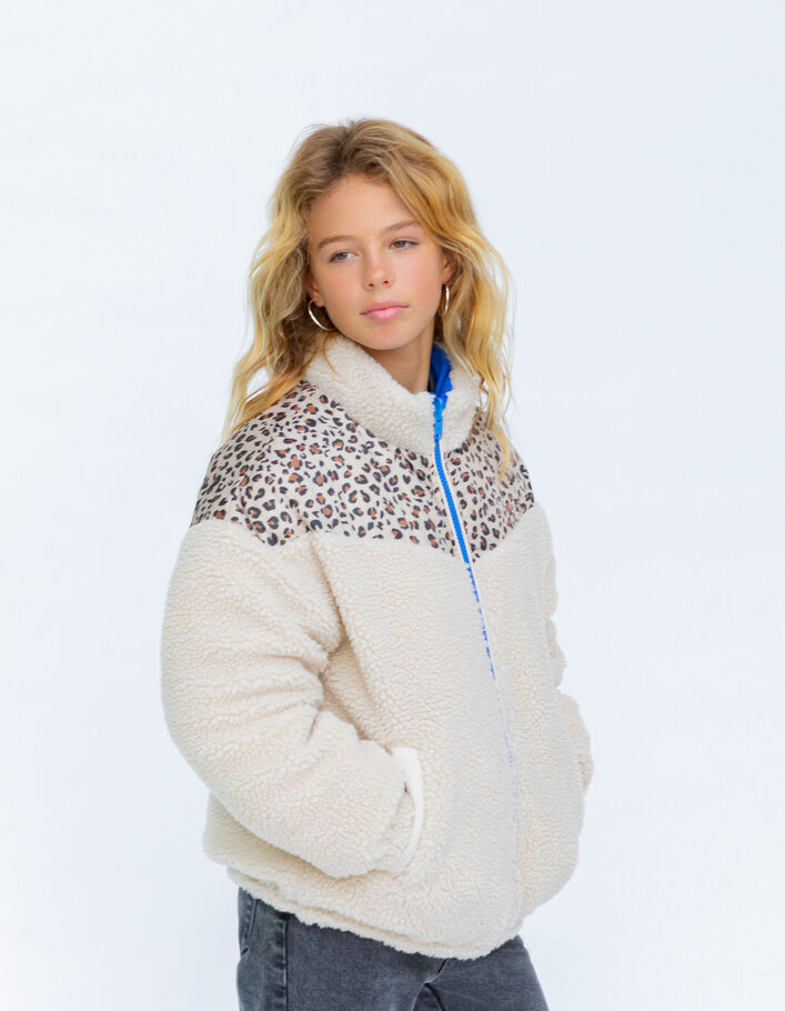 Plumas reversible azul y Sherpa crudo niña-2