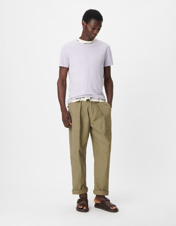 T-shirt col rond lilas coton bio Homme-1