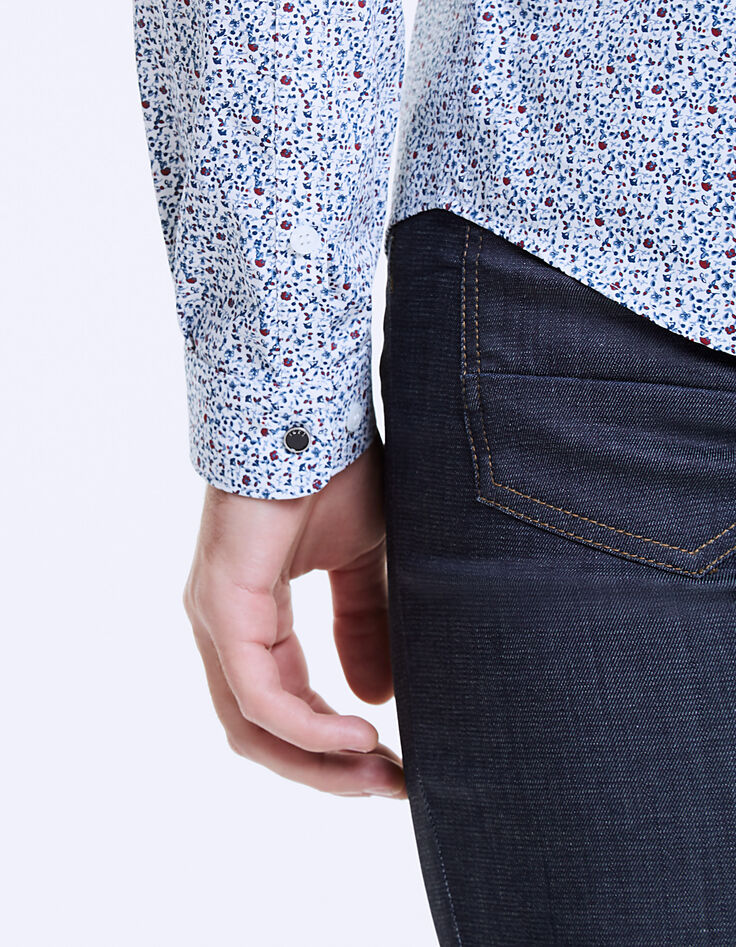 Camisa slim bermellón con micro-flores Hombre-5 Camisa slim bermellón con micro-flores Hombre-5