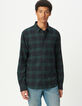 Men&rsquo;s navy and green regular check shirt with press studs-1