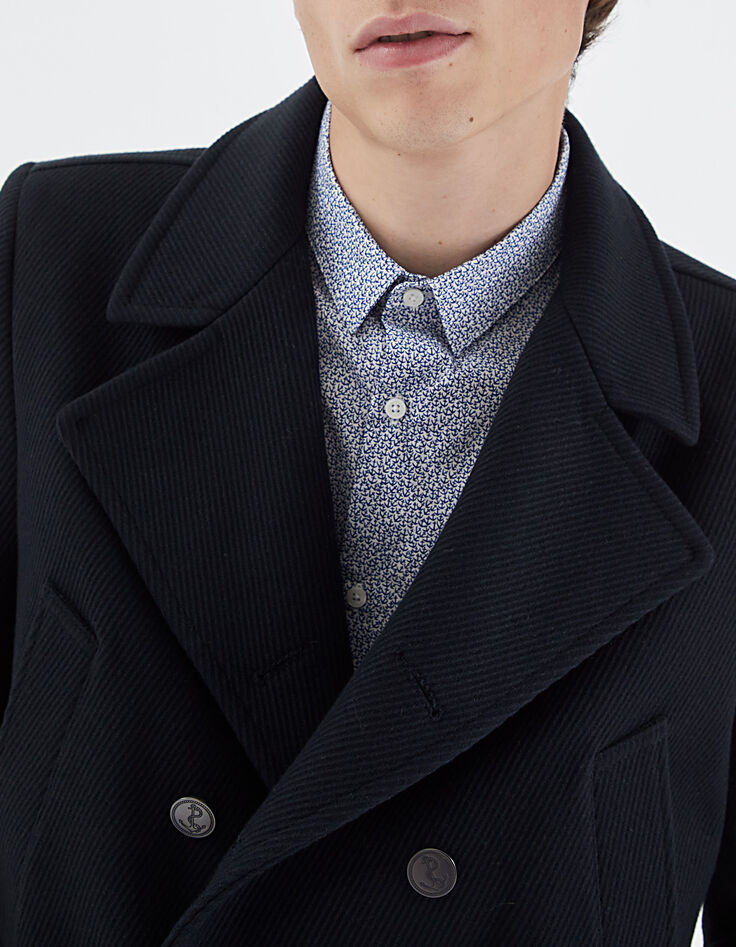 Chaquetón marino con punto de lana en relieve Hombre-4