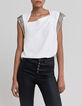 Women’s white top with beads and sequins on shoulders-2