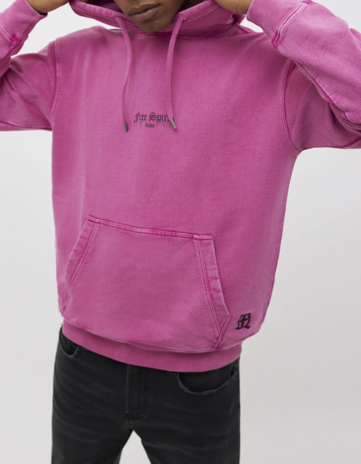 Sudadera rosa felpa capucha Hombre-2