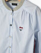 Chemise rayée flocage velours dos fille-3