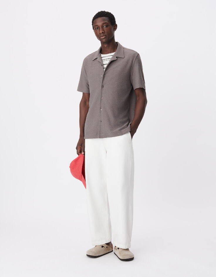 Chemise easy grise maille manches courtes Homme-1