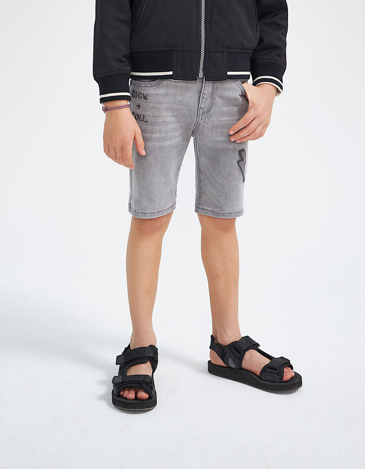 Jeansbermuda bleach grey biokatoen geborduurd jongens -2 Jeansbermuda bleach grey biokatoen geborduurd jongens -2