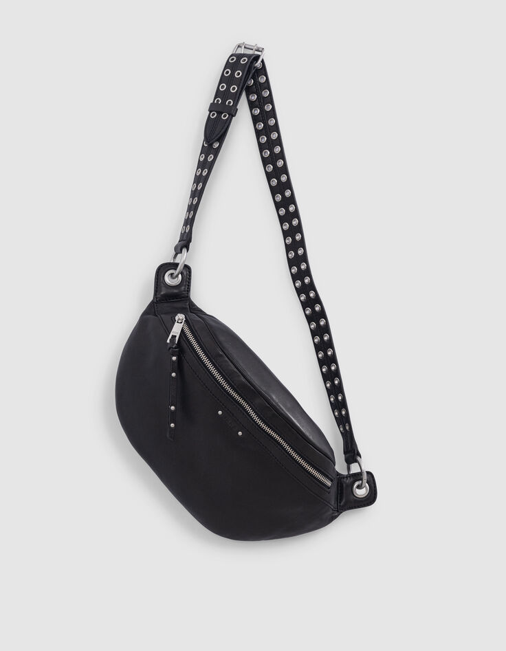 Sac banane 1440 noir cuir matelassé Femme-3