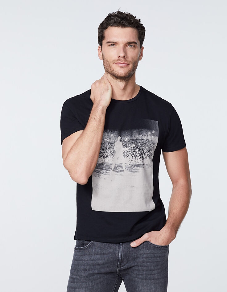 Tee-shirt noir avec visuel concert rock Homme-2