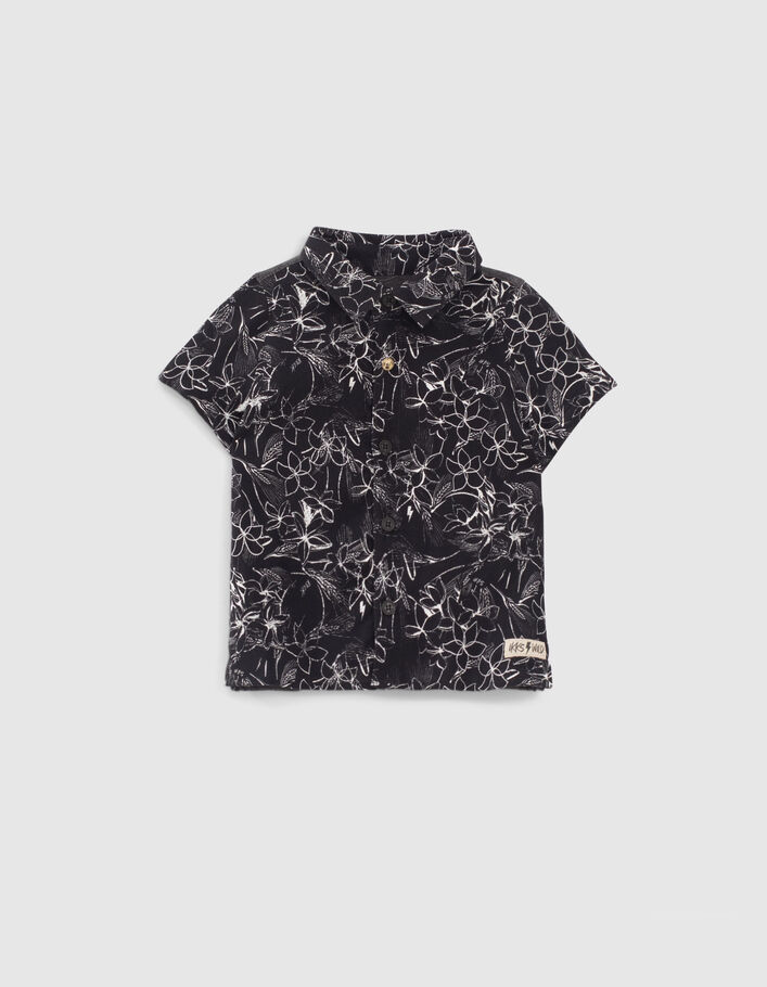 Camisa negra estampado vegetal algodón ecológico niño  - IKKS