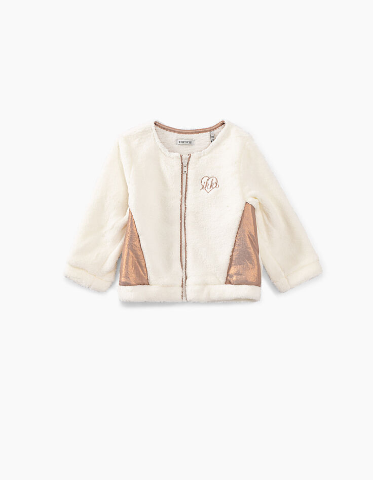 Cardigan blanc cassé fourrure synthétique bébé fille-1