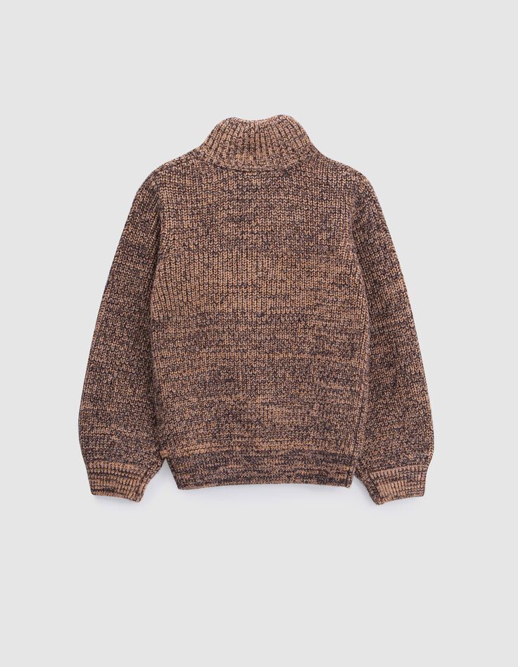 Pull rose cuivré tricot lurex col camionneur fille-3