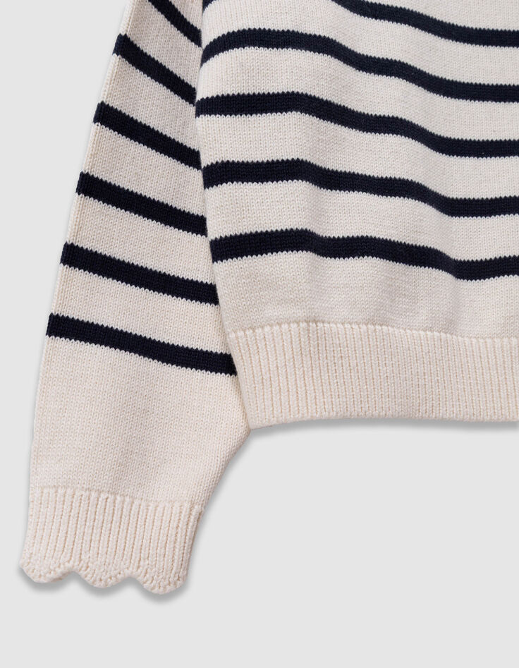 Jersey crudo de algod&oacute;n org&aacute;nico a rayas marineras ni&ntilde;a-4