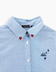 Chemise blanc cassé à rayures ciel avec bandes fille-4