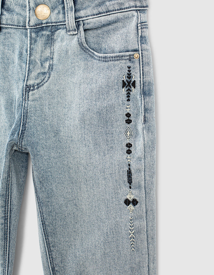 Light blue slim jeans bio 7/8 geborduurd meisjes - IKKS