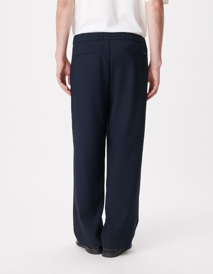 Dark blue wide-leg suit pants Men-3